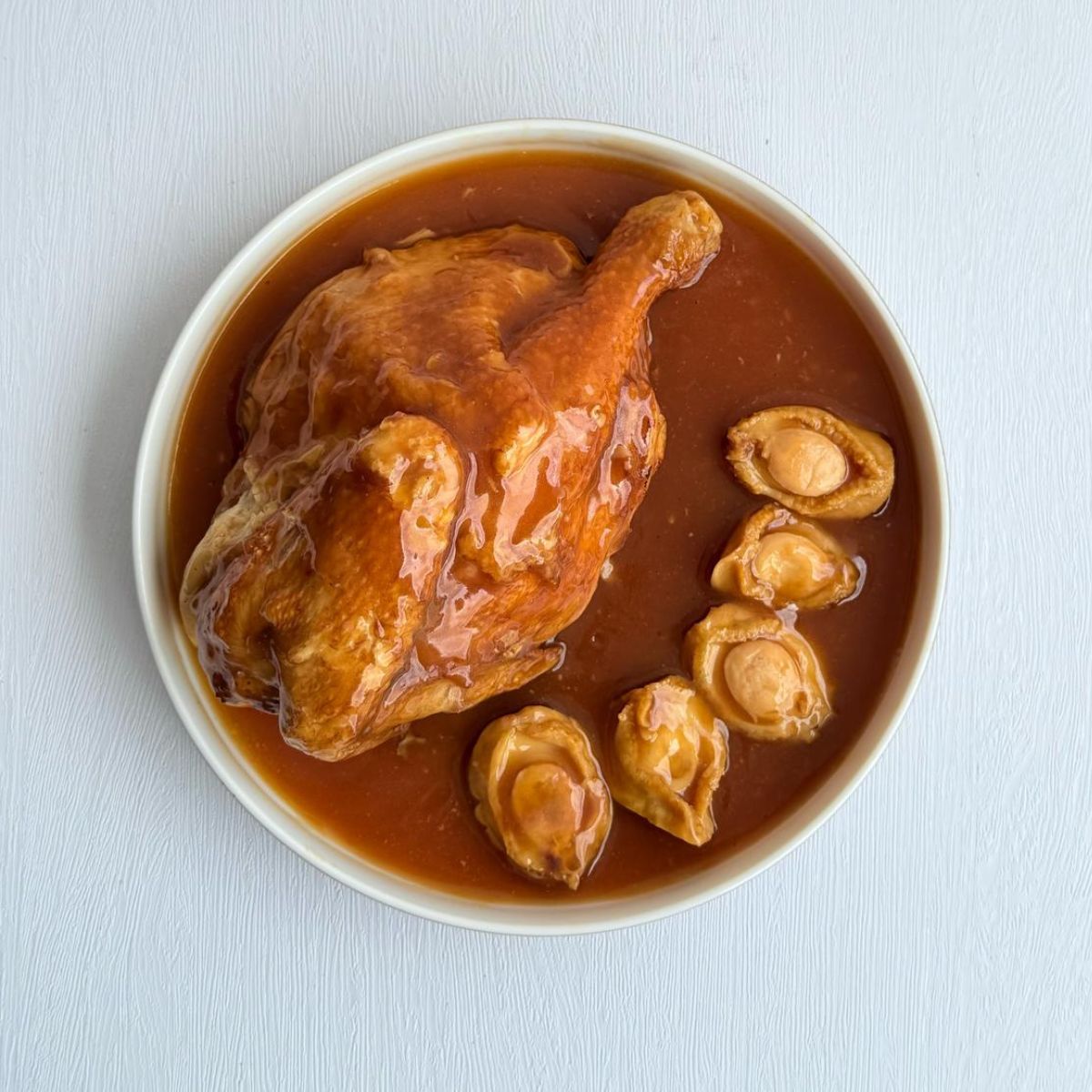 Braised Half Kampong Chicken With Abalone & Ginseng