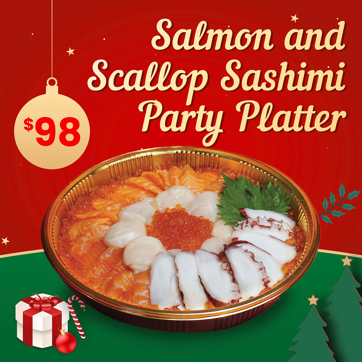 Salmon and Scallop Sashimi Party Platter